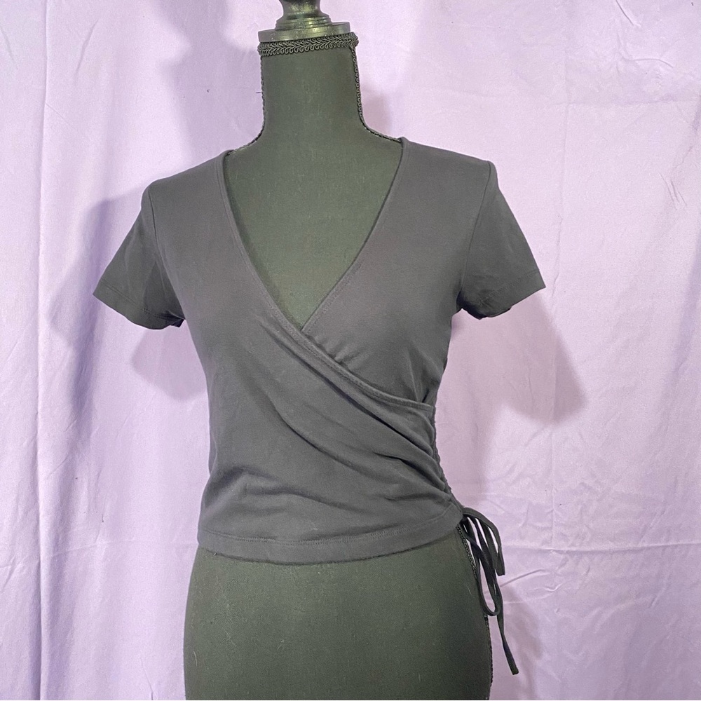 black forever 21 wrap crop top with side tie